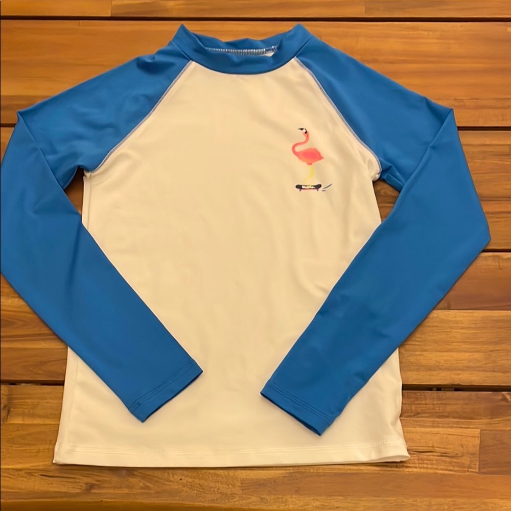 Kids Swim Rash Guard - Blue and White, Sz 8 - 10 - Like New